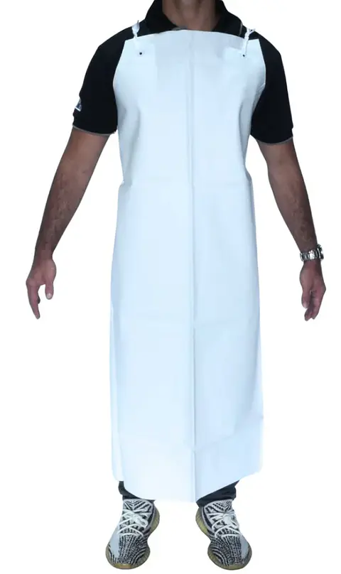 Delantal desechable de PVC en color blanco