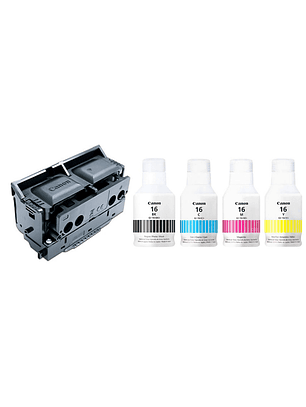 Kit de cartuchos MAXIFY | GI-16 BK,C,M,Y + Cabezal PH-S