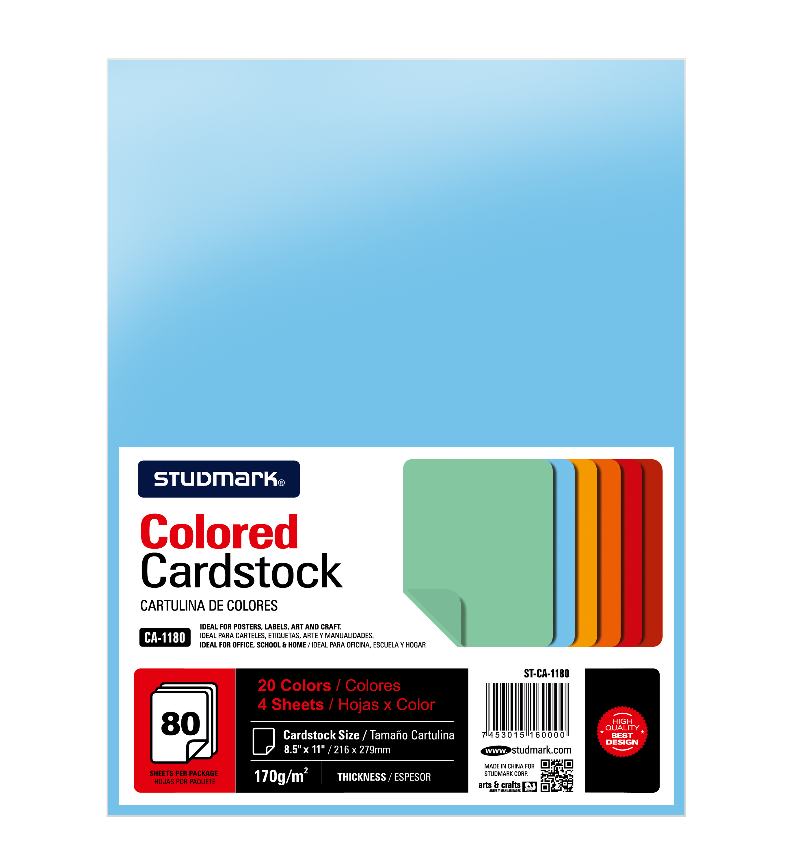 Paquete de cartulina carta que incluye 20 colores diferentes 3