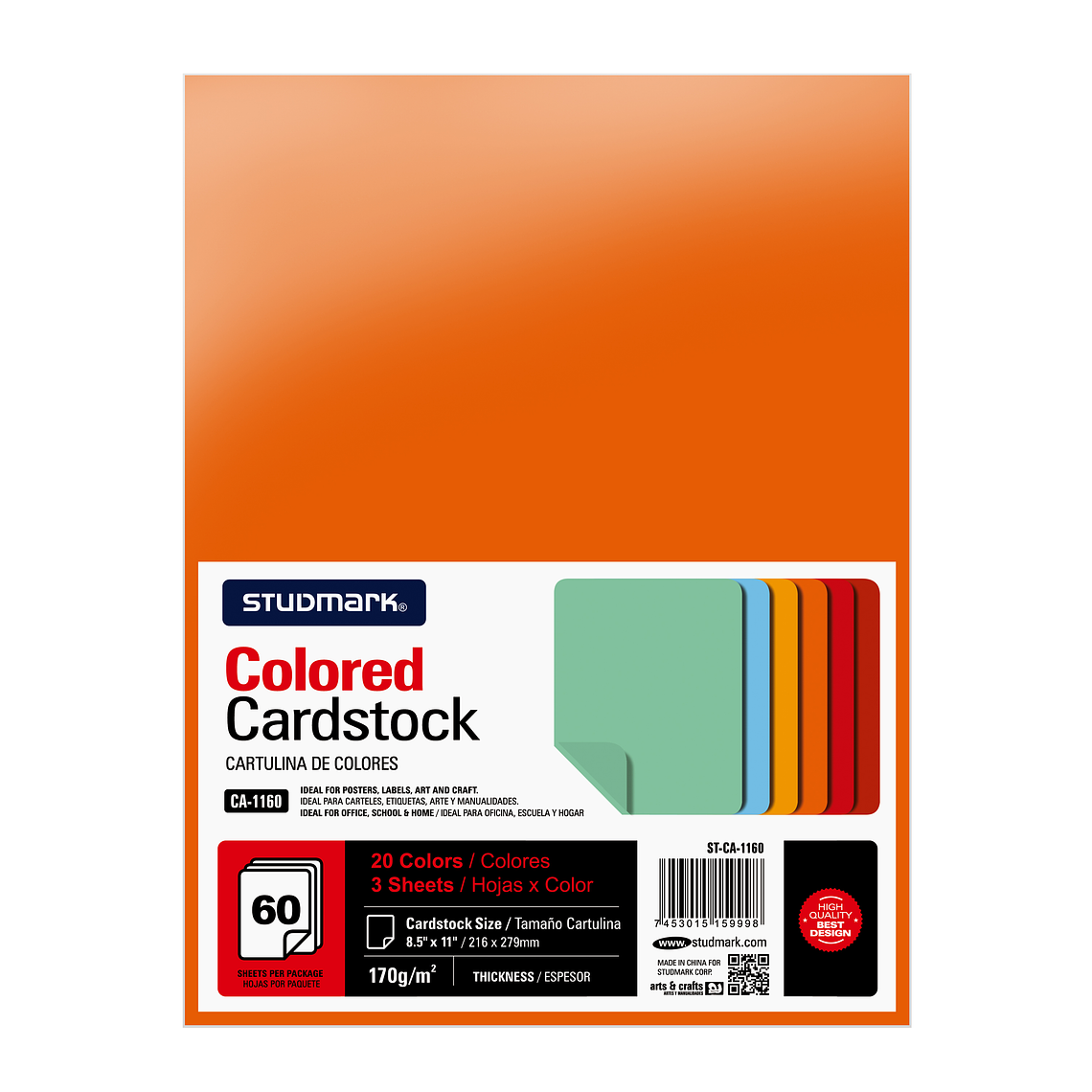 Paquete de cartulina carta que incluye 20 colores diferentes 2