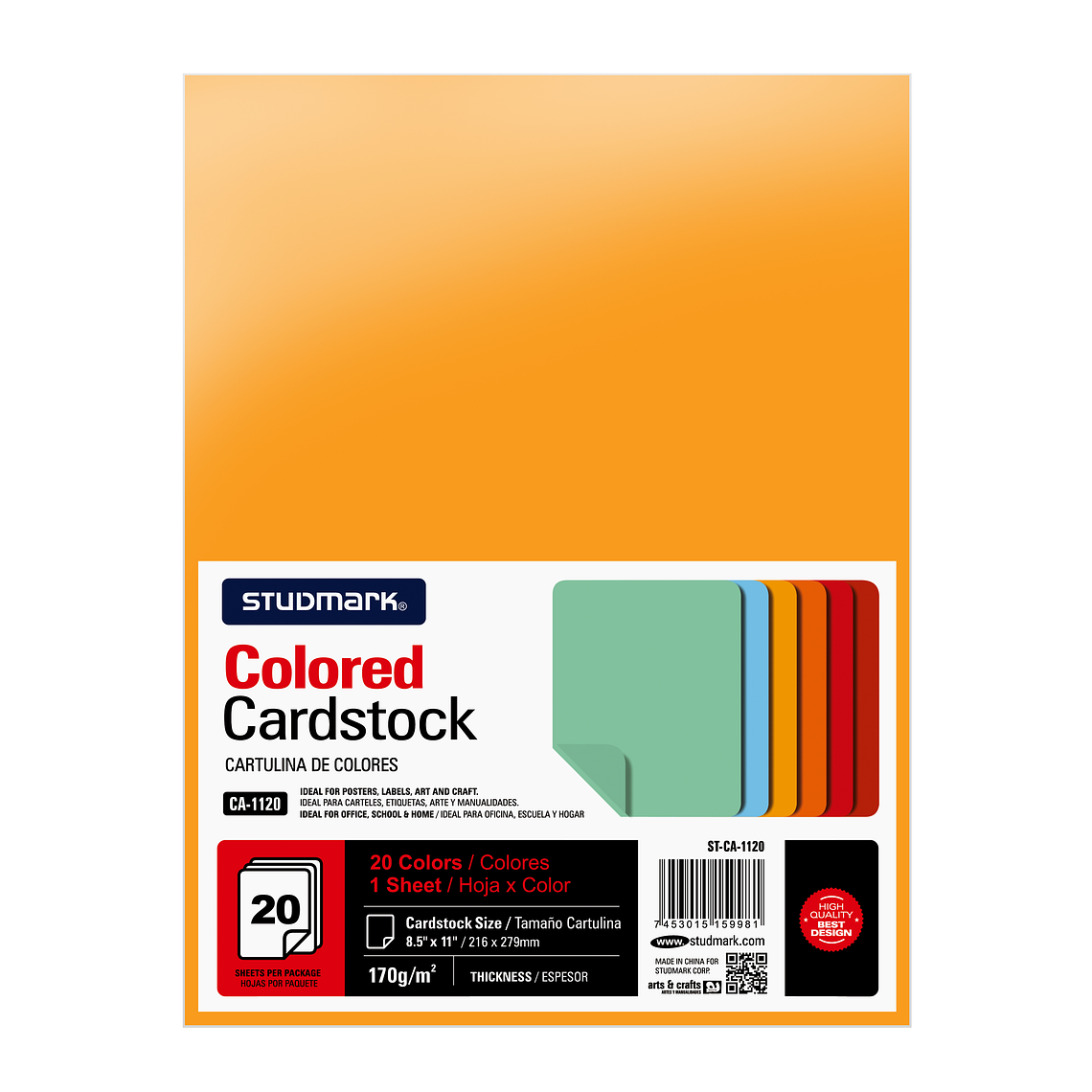 Paquete de cartulina carta que incluye 20 colores diferentes 1