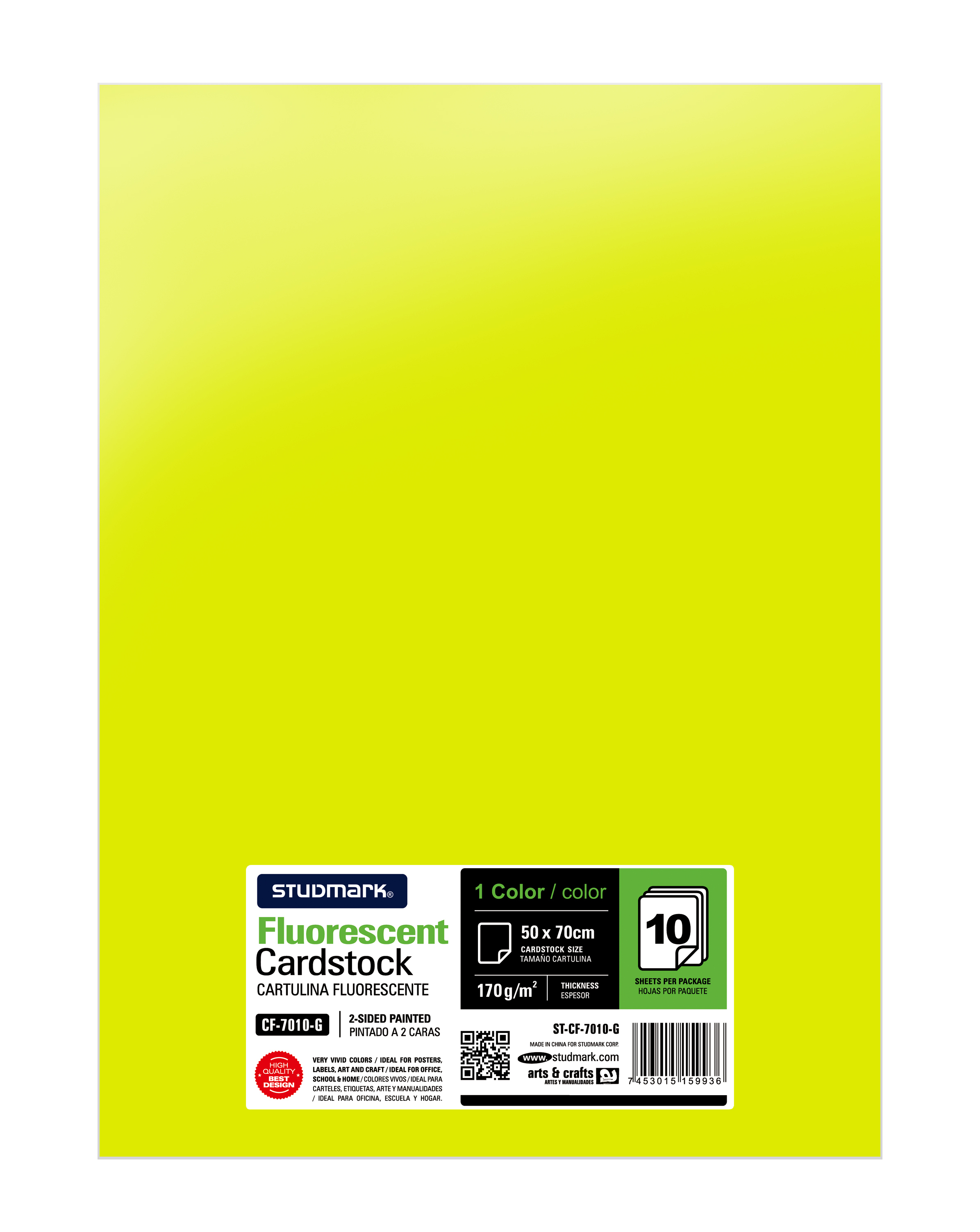 Paquete de 10 cartulinas fluorescente 50 x 70 cm 1