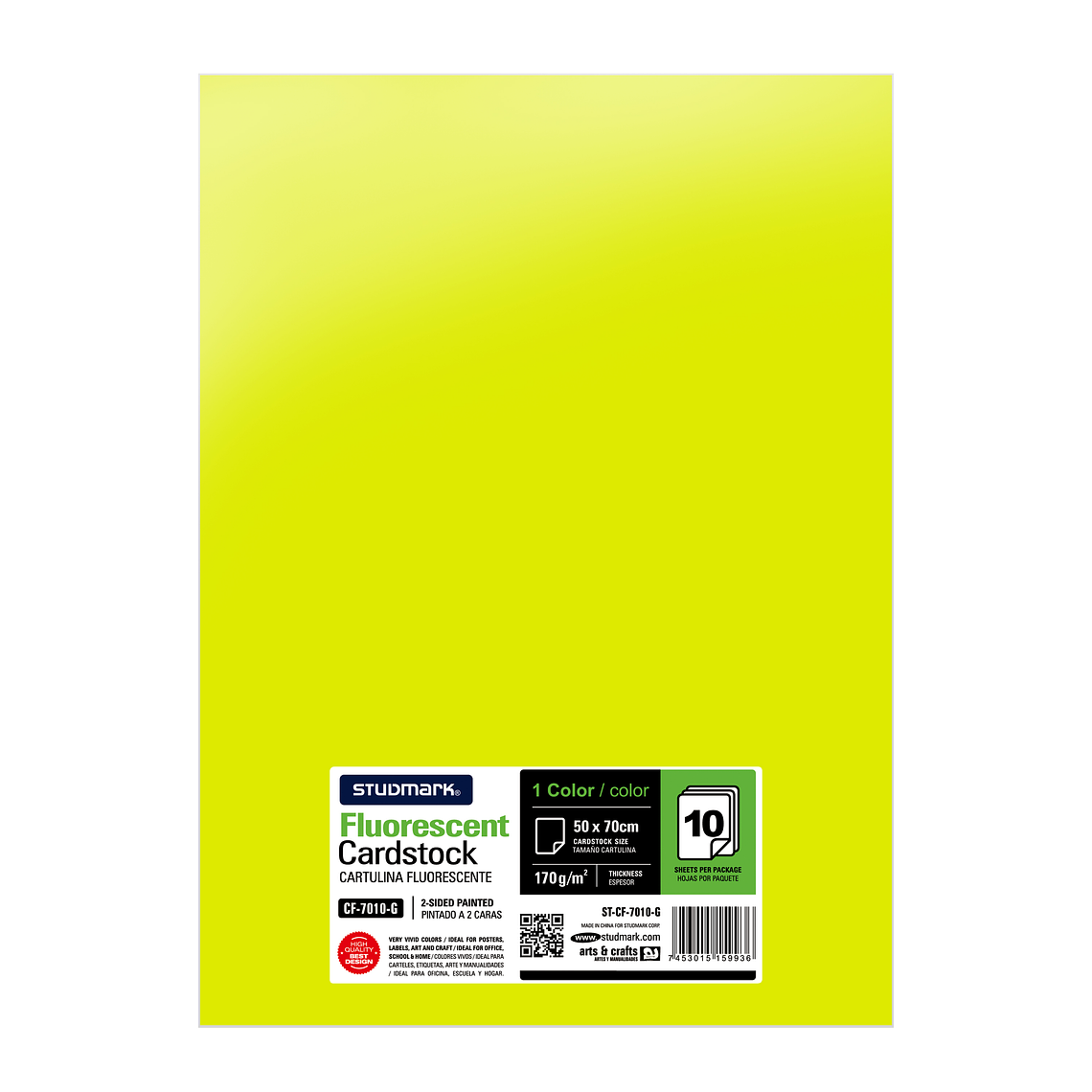 Paquete de 10 cartulinas fluorescente 50 x 70 cm 1