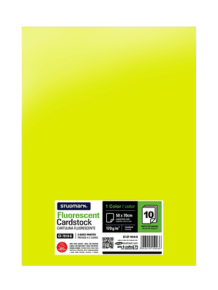 Paquete de 10 cartulinas fluorescente 50 x 70 cm