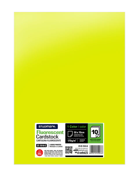 Paquete de 10 cartulinas fluorescente 50 x 70 cm