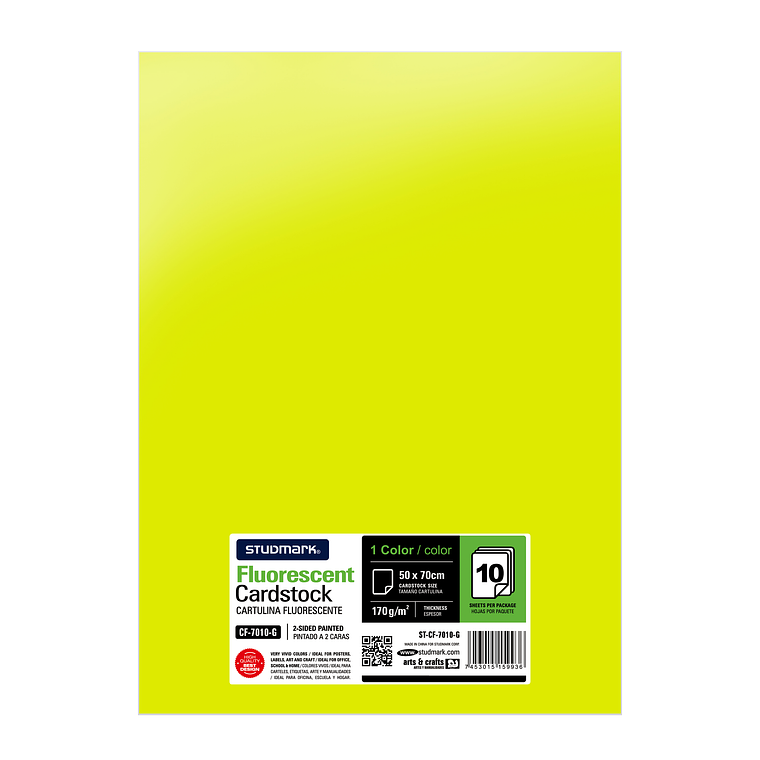 Paquete de 10 cartulinas fluorescente 50 x 70 cm 1