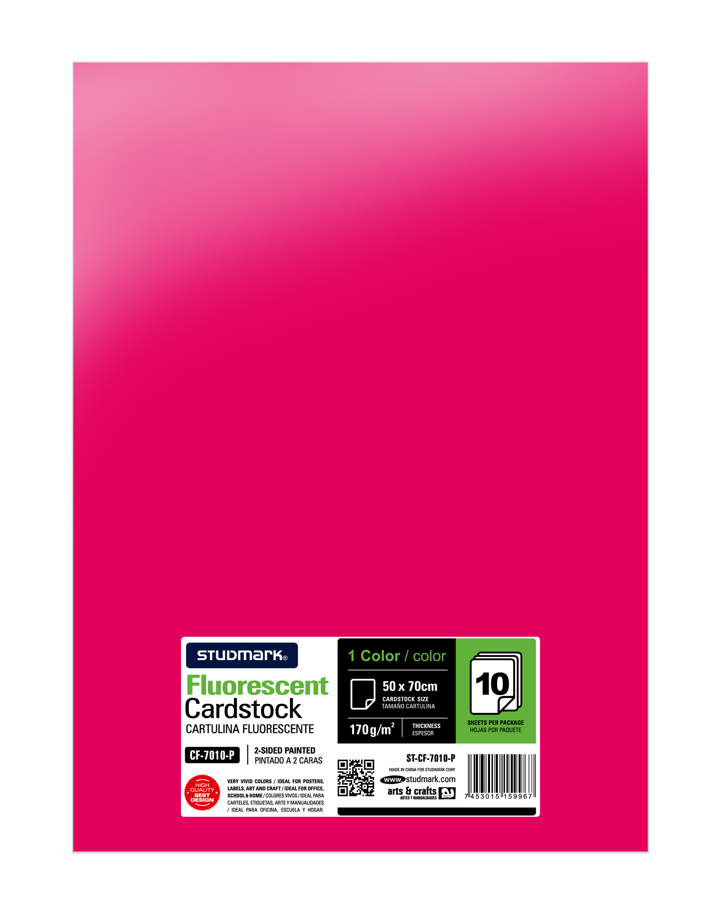 Paquete de 10 cartulinas fluorescente 50 x 70 cm 5