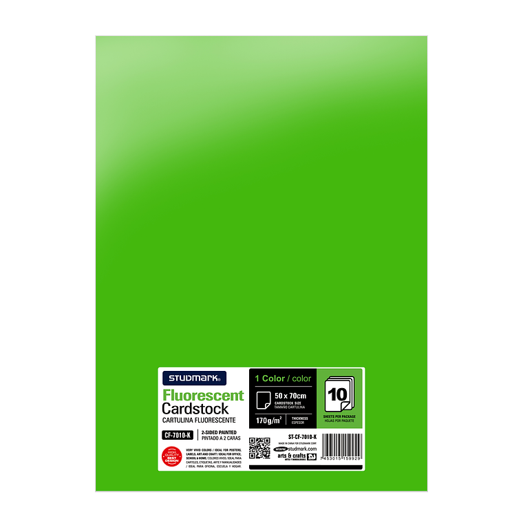 Paquete de 10 cartulinas fluorescente 50 x 70 cm 6