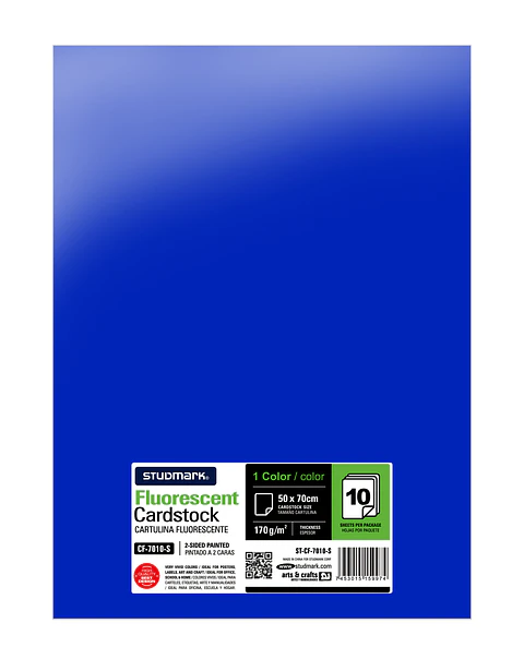 Paquete de 10 cartulinas fluorescente 50 x 70 cm