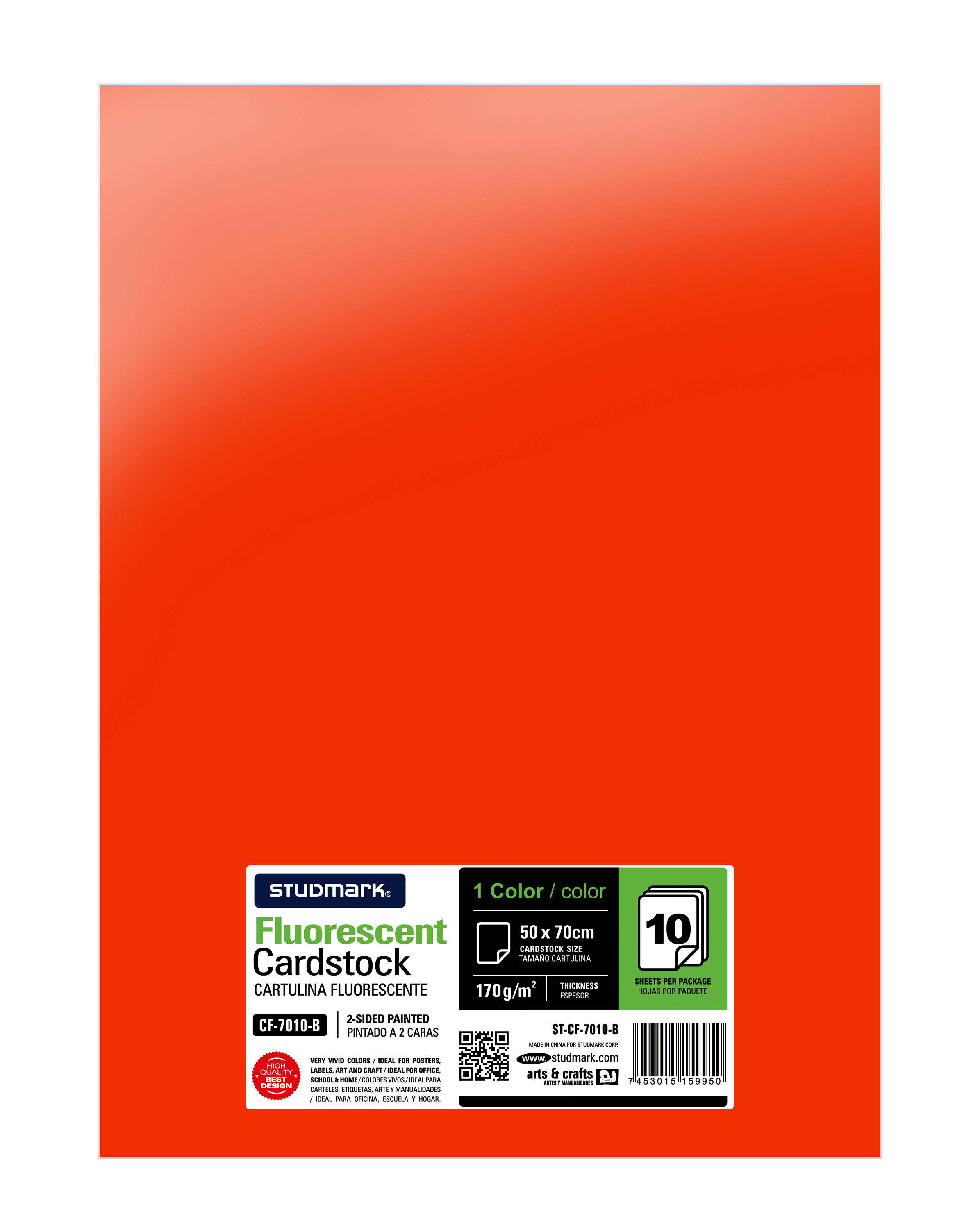 Paquete de 10 cartulinas fluorescente 50 x 70 cm 4