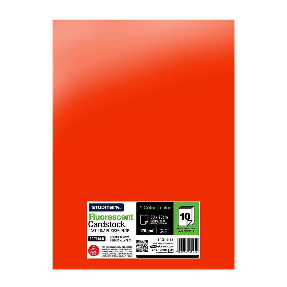 Paquete de 10 cartulinas fluorescente 50 x 70 cm 4