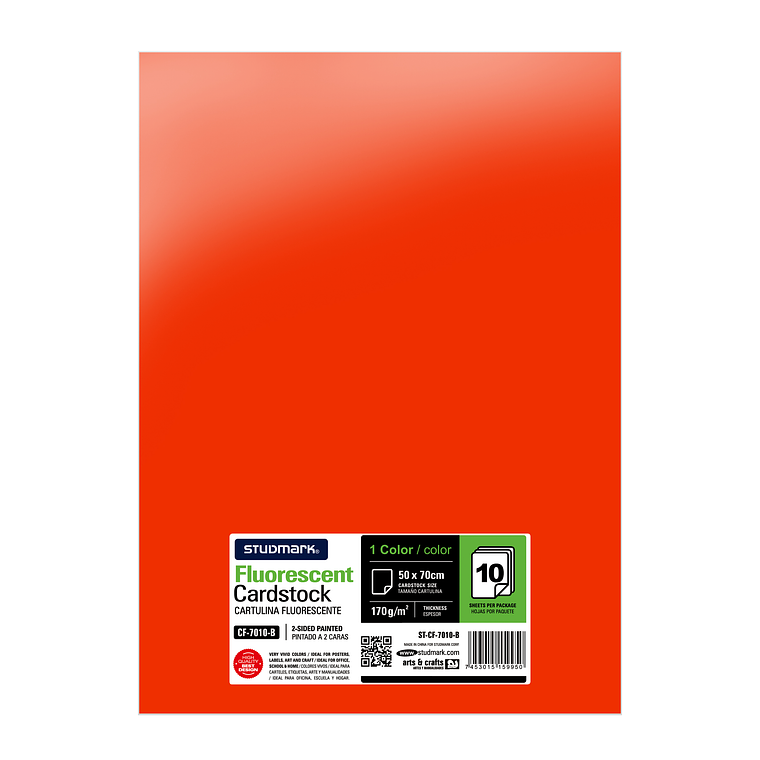 Paquete de 10 cartulinas fluorescente 50 x 70 cm 4