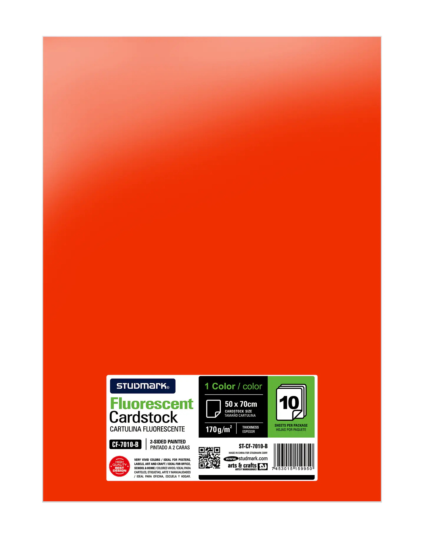 Paquete de 10 cartulinas fluorescente 50 x 70 cm 4