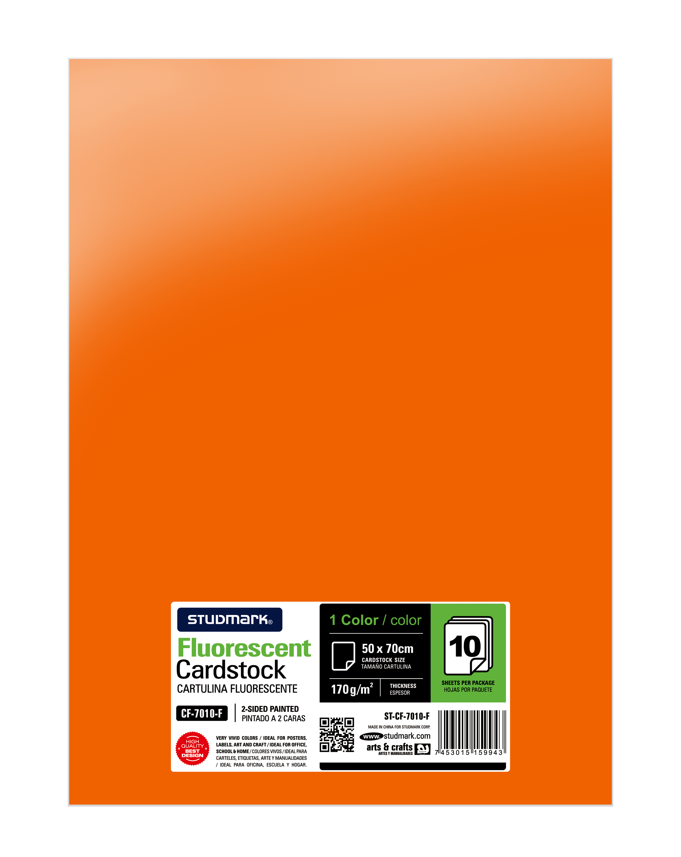 Paquete de 10 cartulinas fluorescente 50 x 70 cm 3