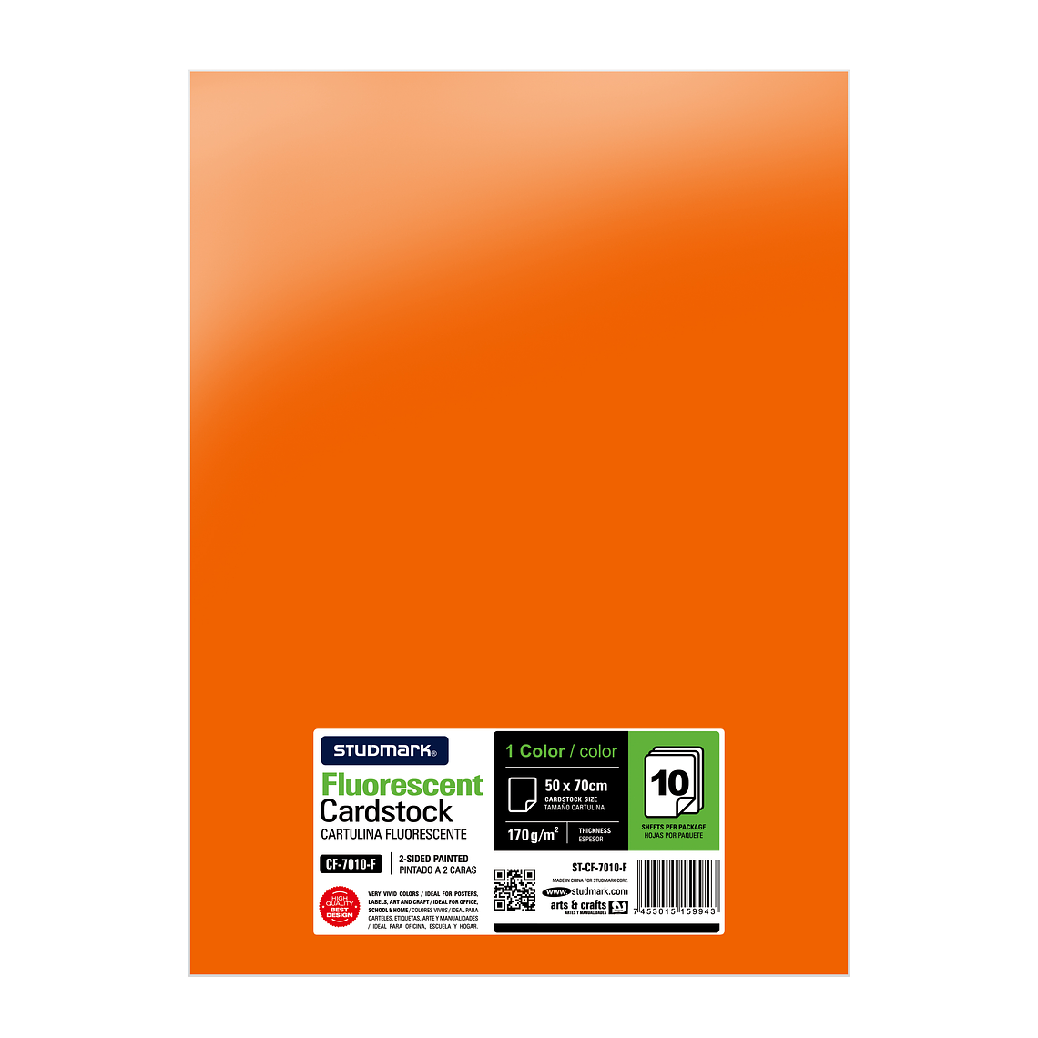 Paquete de 10 cartulinas fluorescente 50 x 70 cm 3