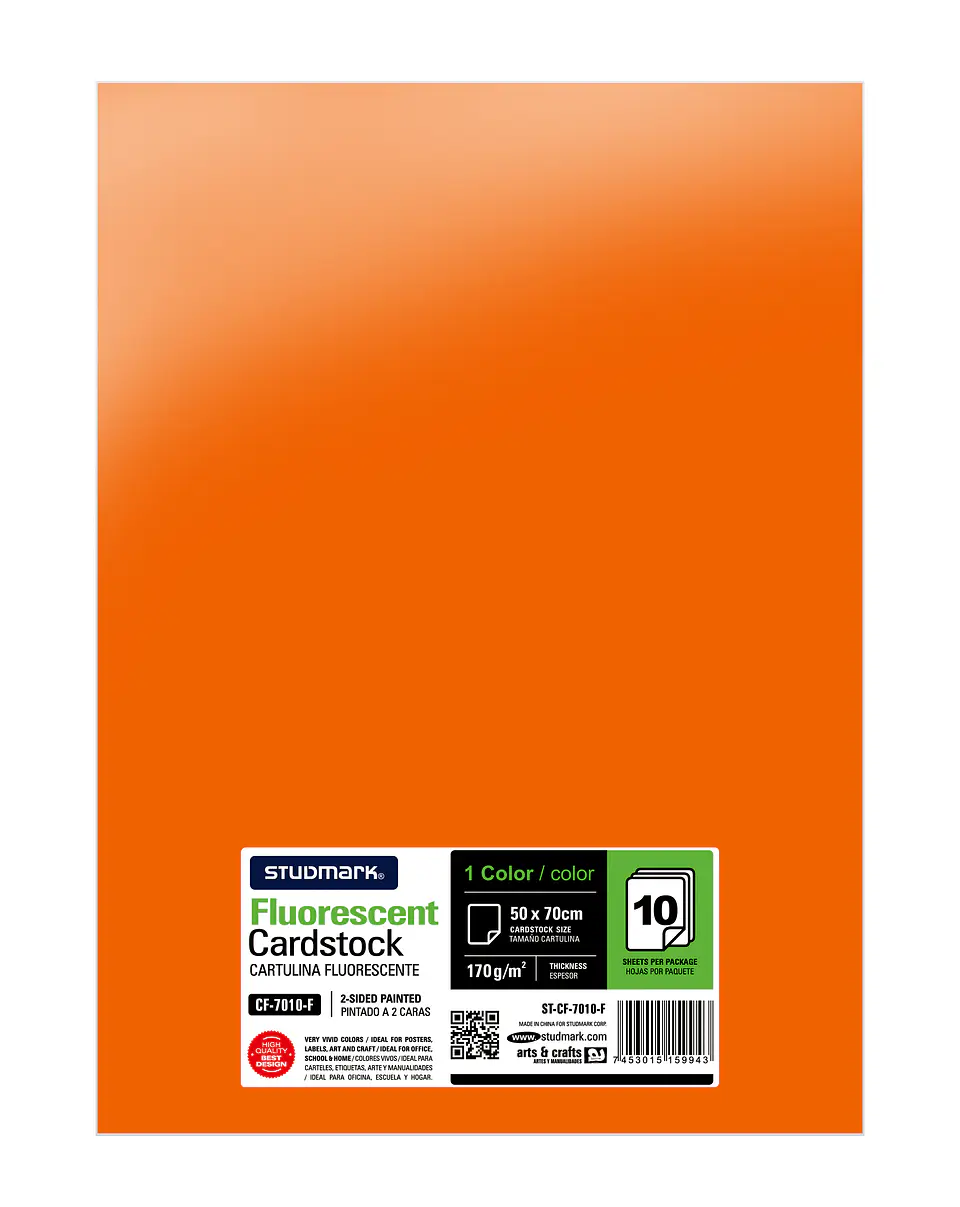 Paquete de 10 cartulinas fluorescente 50 x 70 cm 3