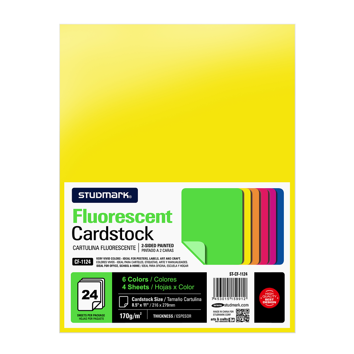 Paquete de 24 cartulinas fluorescente colores surtidos 1