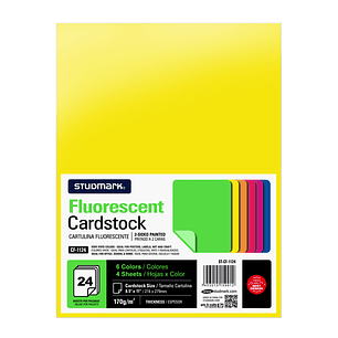 Paquete de 24 cartulinas fluorescente colores surtidos