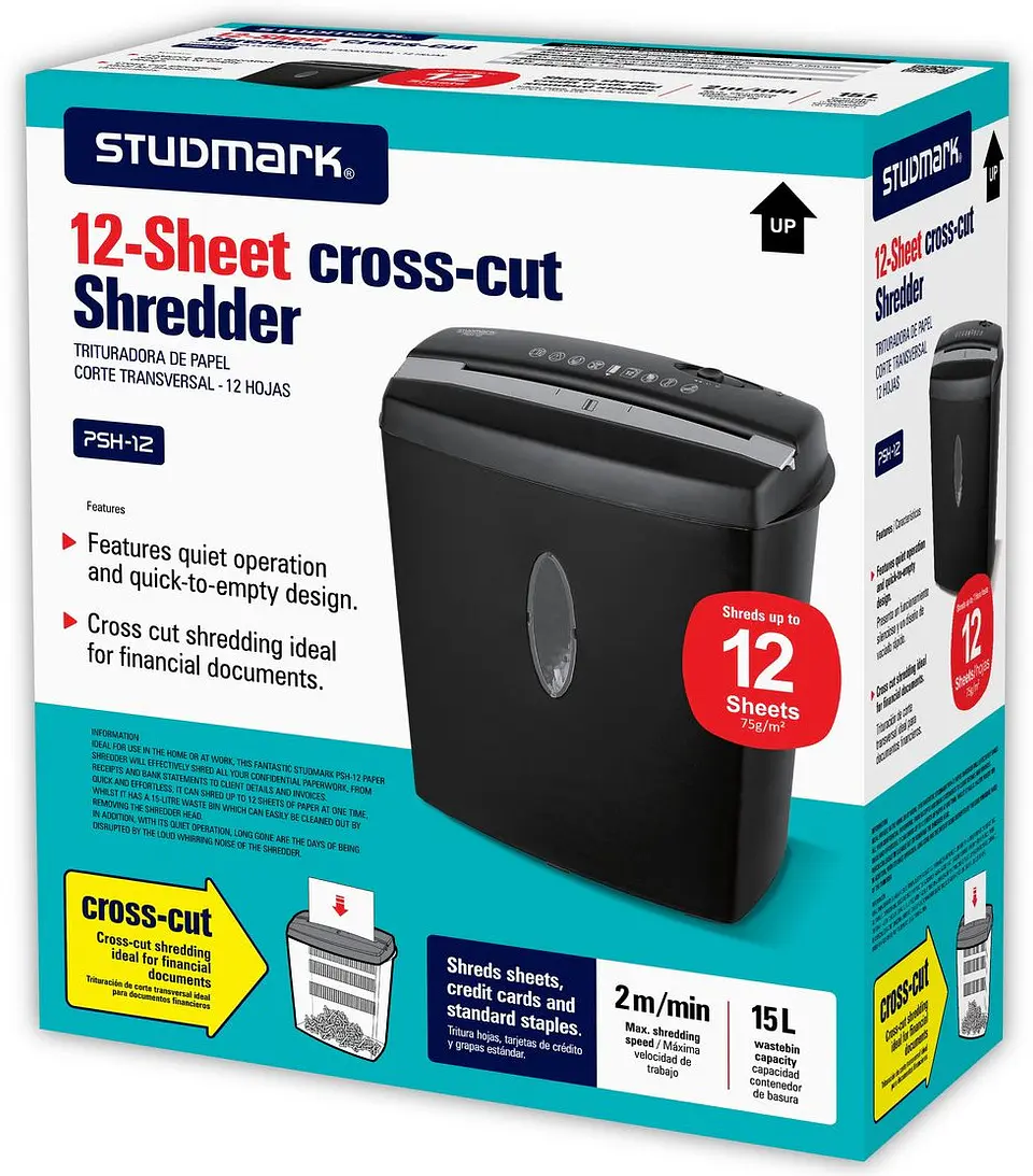 Trituradora de papel corte cruzado - 12 hojas. 2