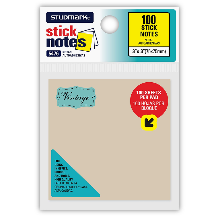 Notas autoadhesivas multicolor Vintage 75 x 75mm 1