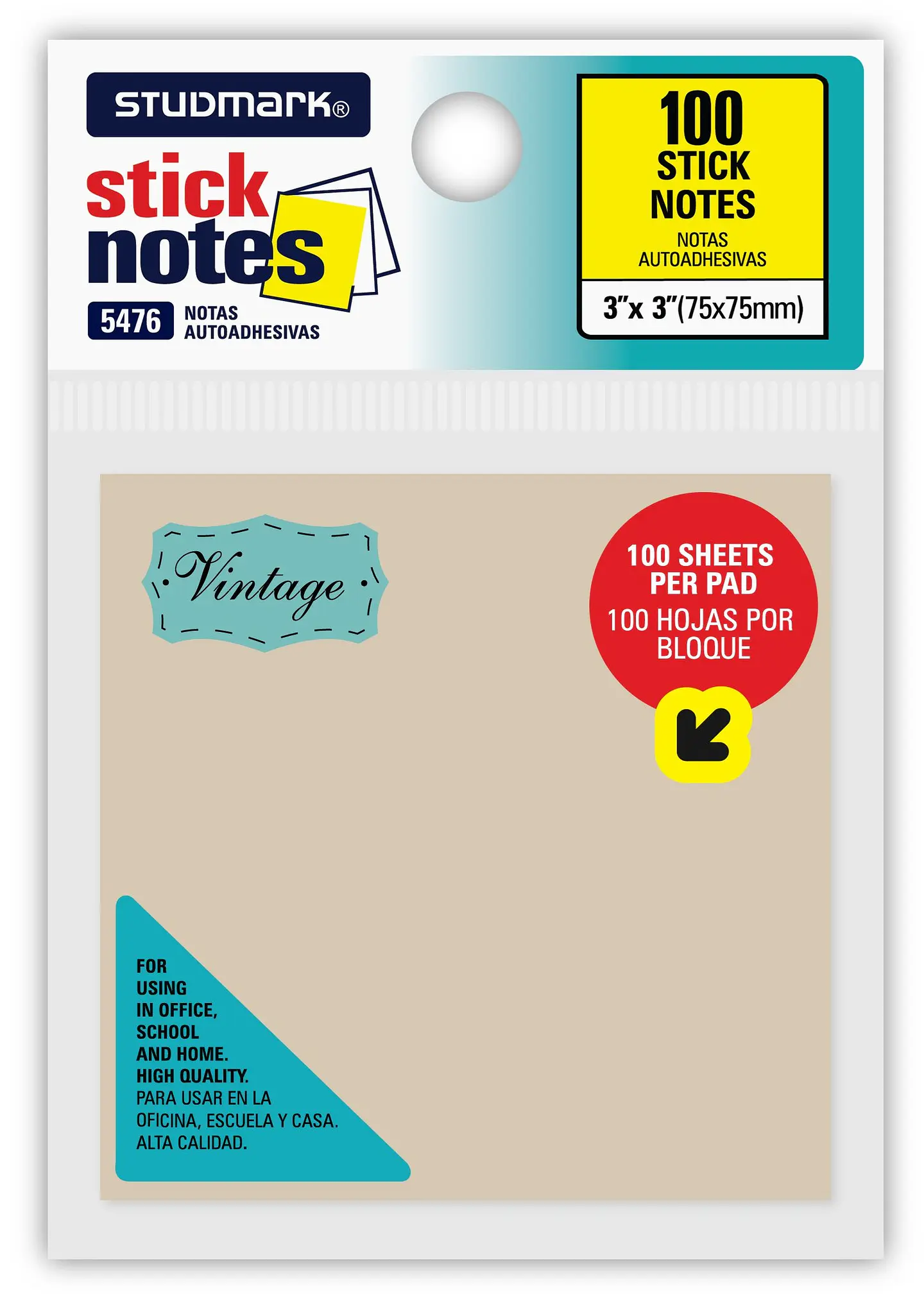 Notas autoadhesivas multicolor Vintage 75 x 75mm 1