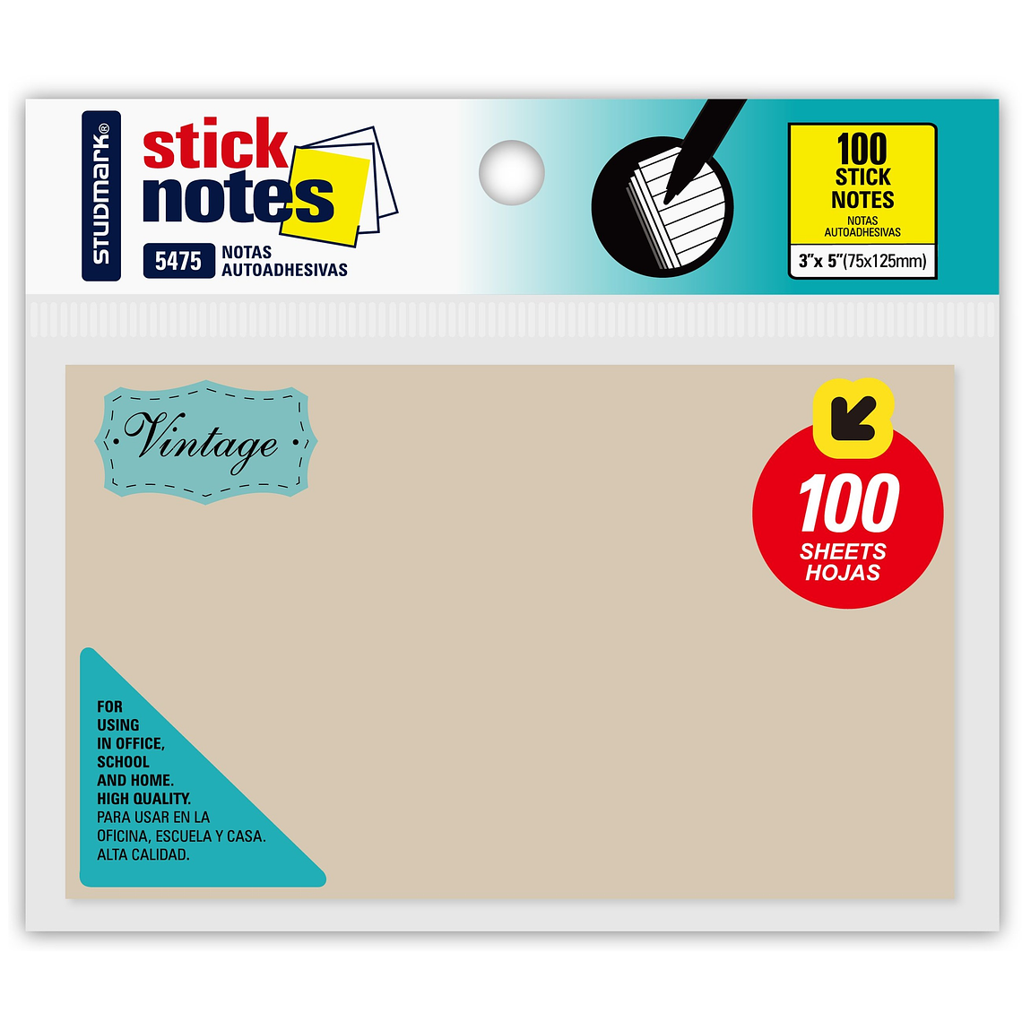 Notas autoadhesivas Vintage 75 x 125mm 3