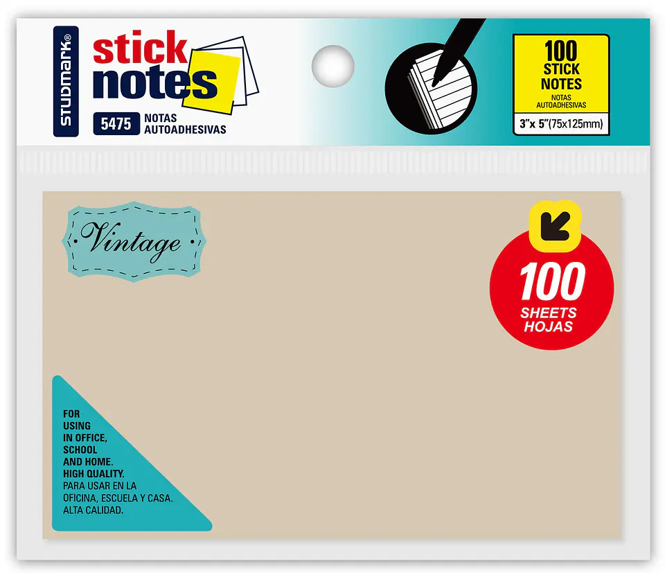 Notas autoadhesivas Vintage 75 x 125mm 3