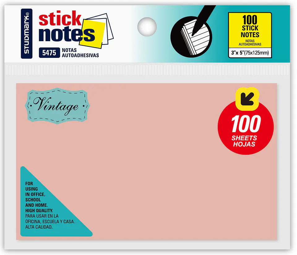 Notas autoadhesivas Vintage 75 x 125mm 4