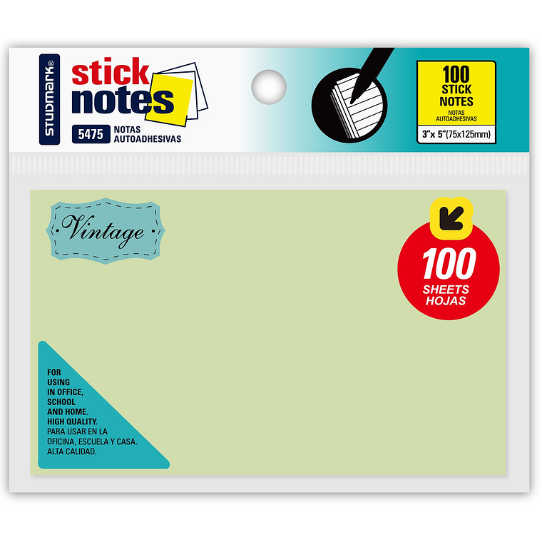 Notas autoadhesivas Vintage 75 x 125mm 5