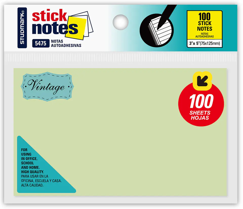 Notas autoadhesivas Vintage 75 x 125mm 5