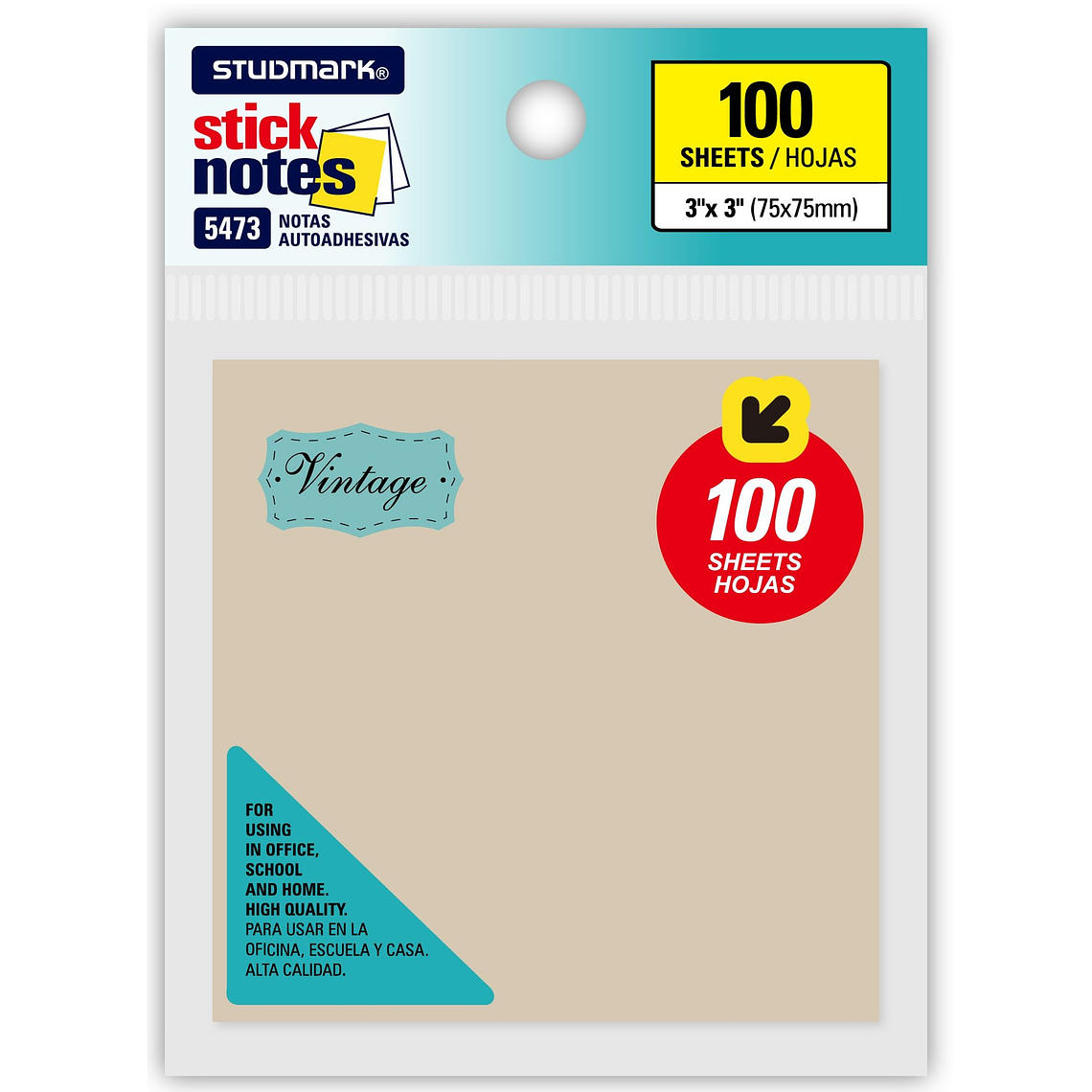 Notas autoadhesivas Vintage 75 x 75mm 3