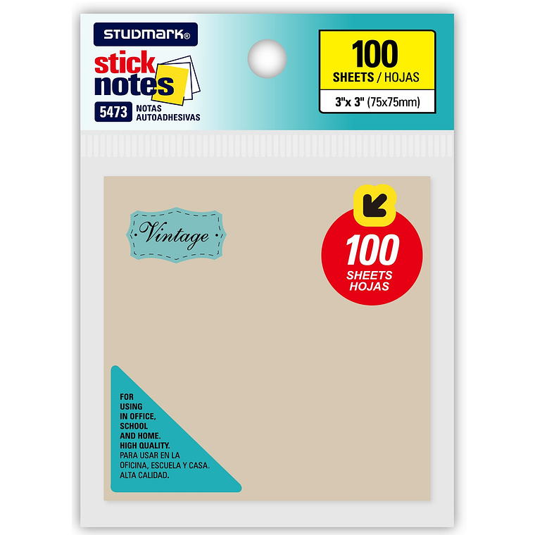 Notas autoadhesivas Vintage 75 x 75mm 3