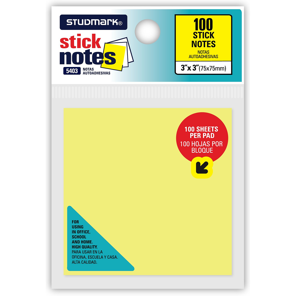 Notas autoadhesivas amarillas 75 x 75mm 1