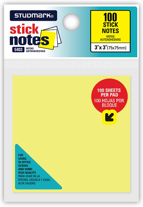 Notas autoadhesivas amarillas 75 x 75mm