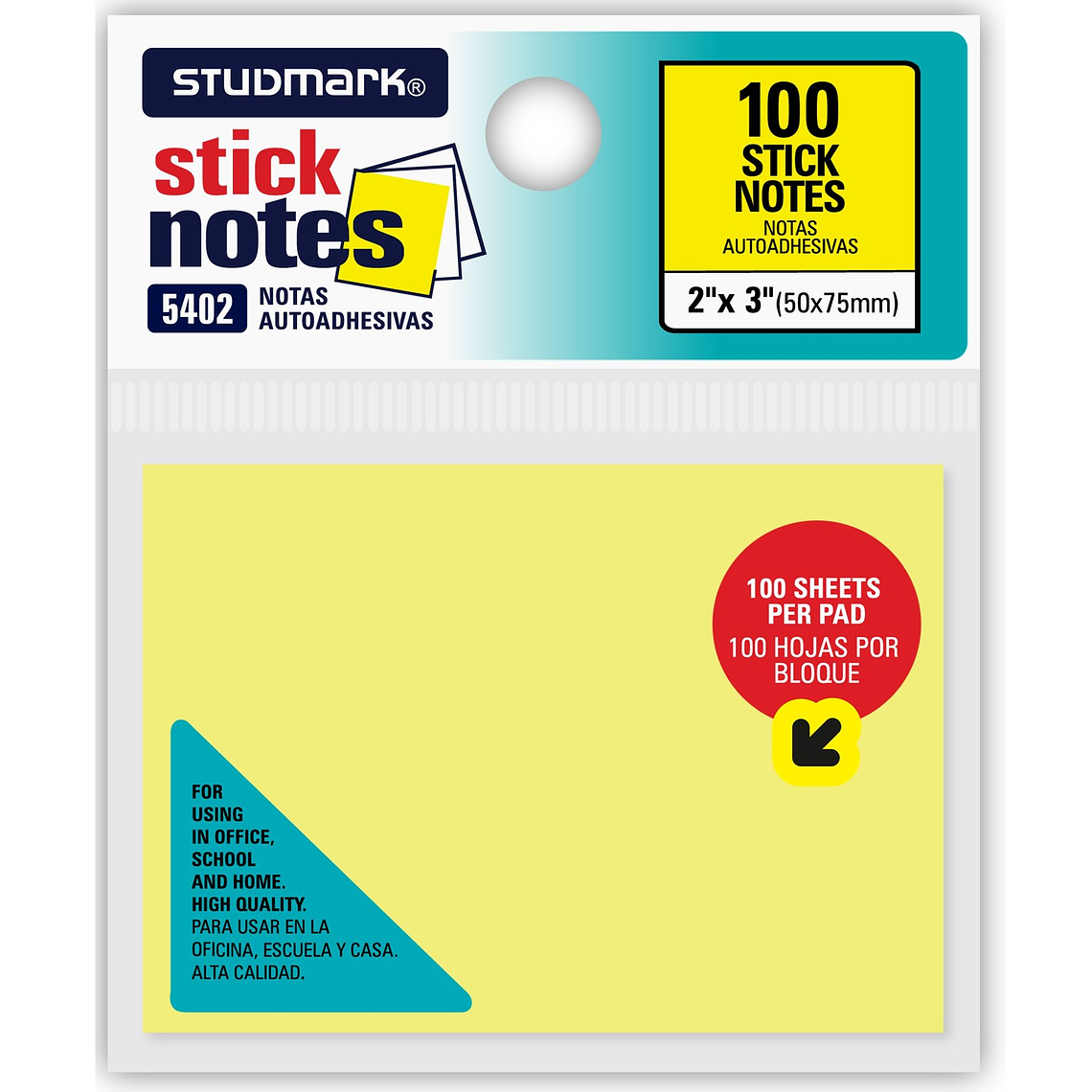 Notas autoadhesivas amarillas 50 x 75mm 1