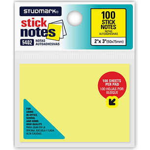 Notas autoadhesivas amarillas 50 x 75mm