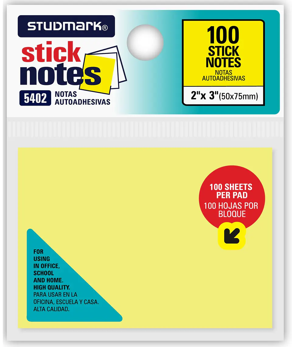 Notas autoadhesivas amarillas 50 x 75mm 1
