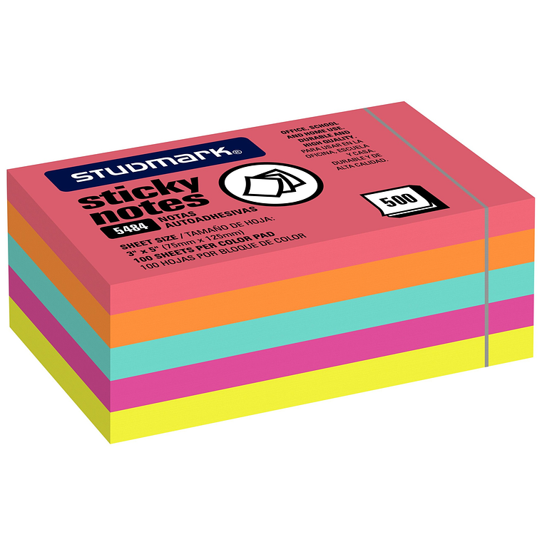 Notas autoadhesivas multicolor 75 x 125mm 1