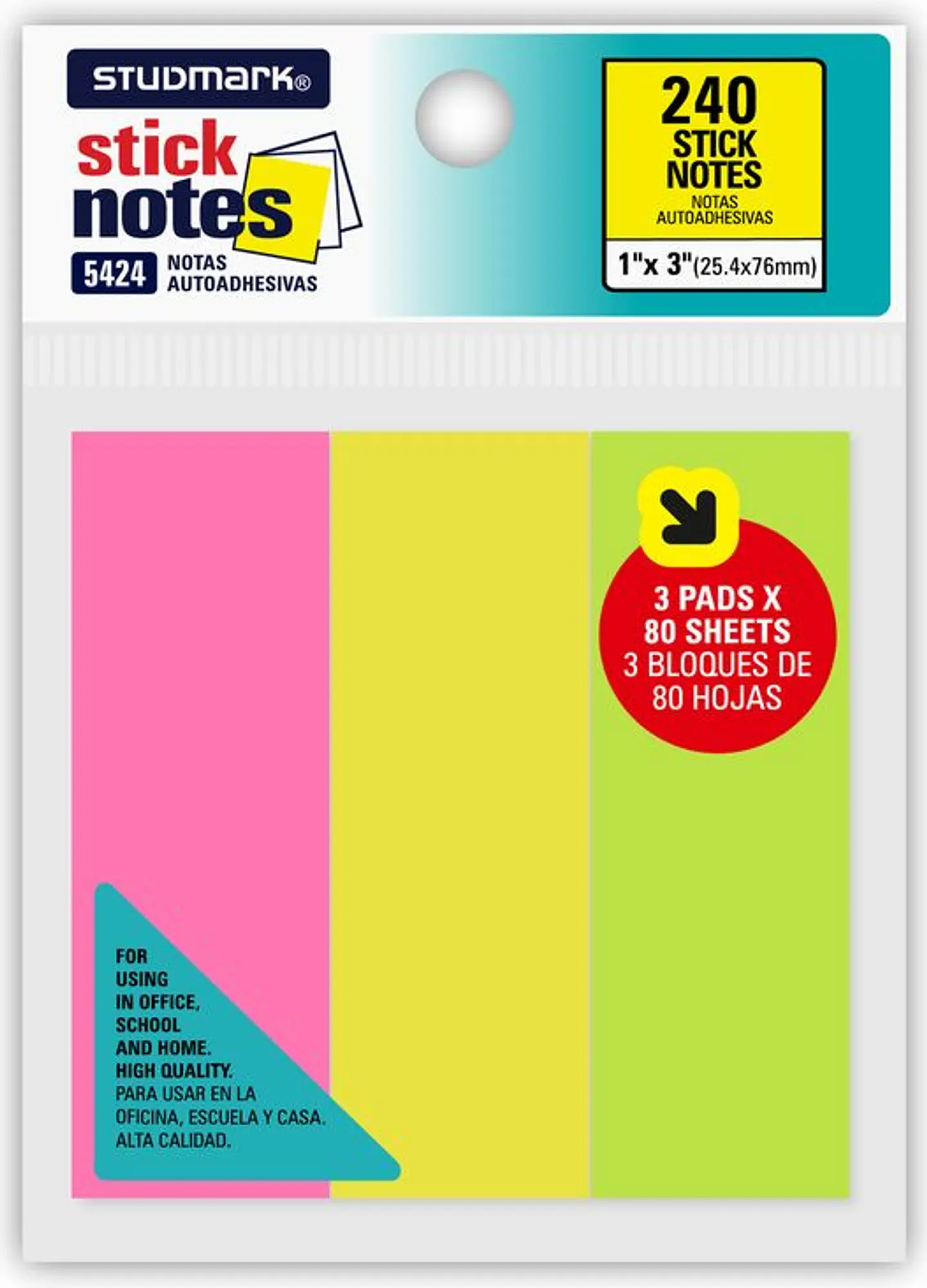 Notas autoadhesivas Neon 25.4 x 76mm 1