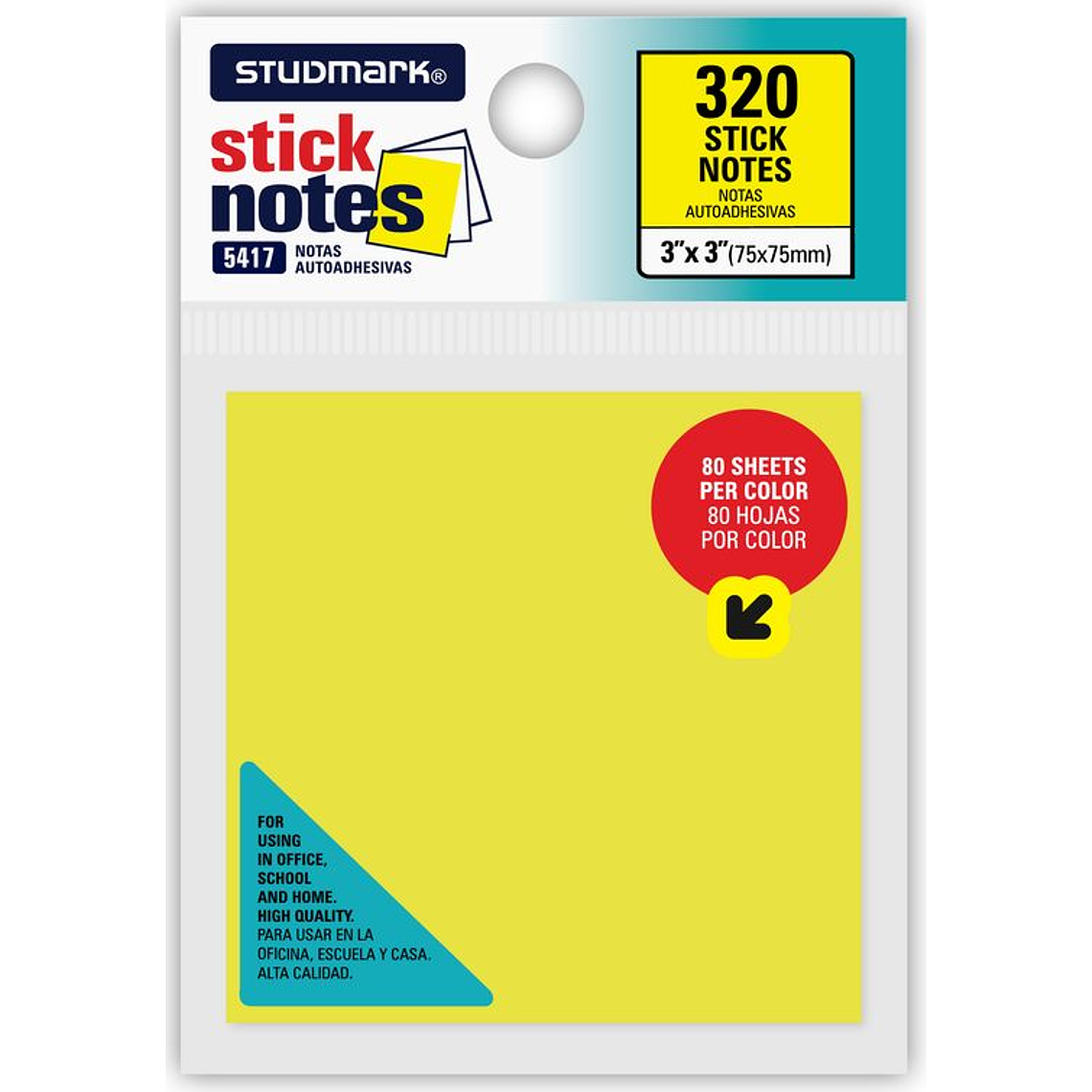 Notas autoadhesivas Neón multicolor 75 x 75mm 2