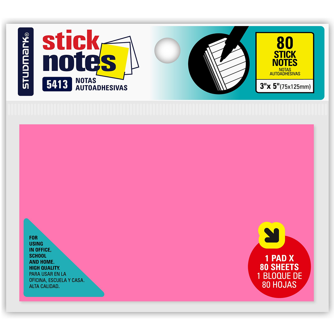 Notas autoadhesivas Neón 75 x 125mm 3