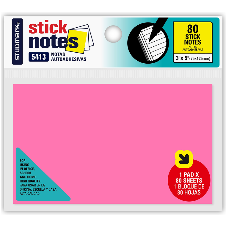 Notas autoadhesivas Neón 75 x 125mm 3