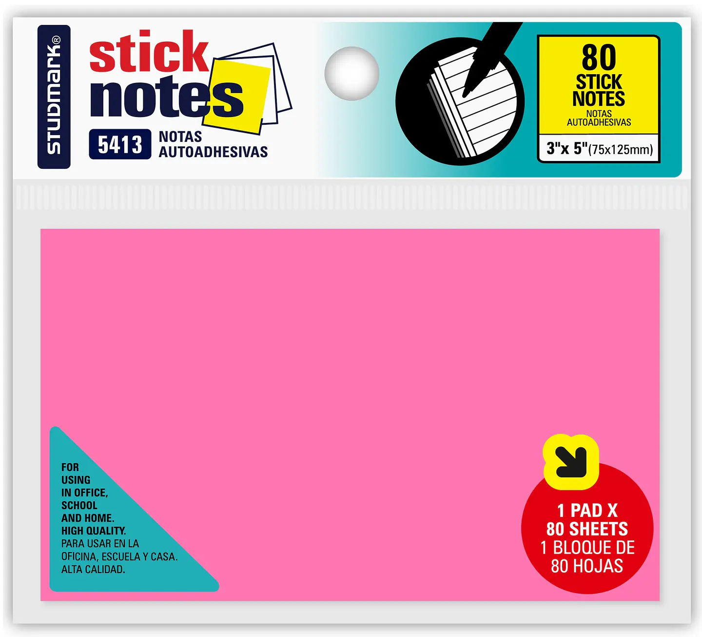 Notas autoadhesivas Neón 75 x 125mm 3