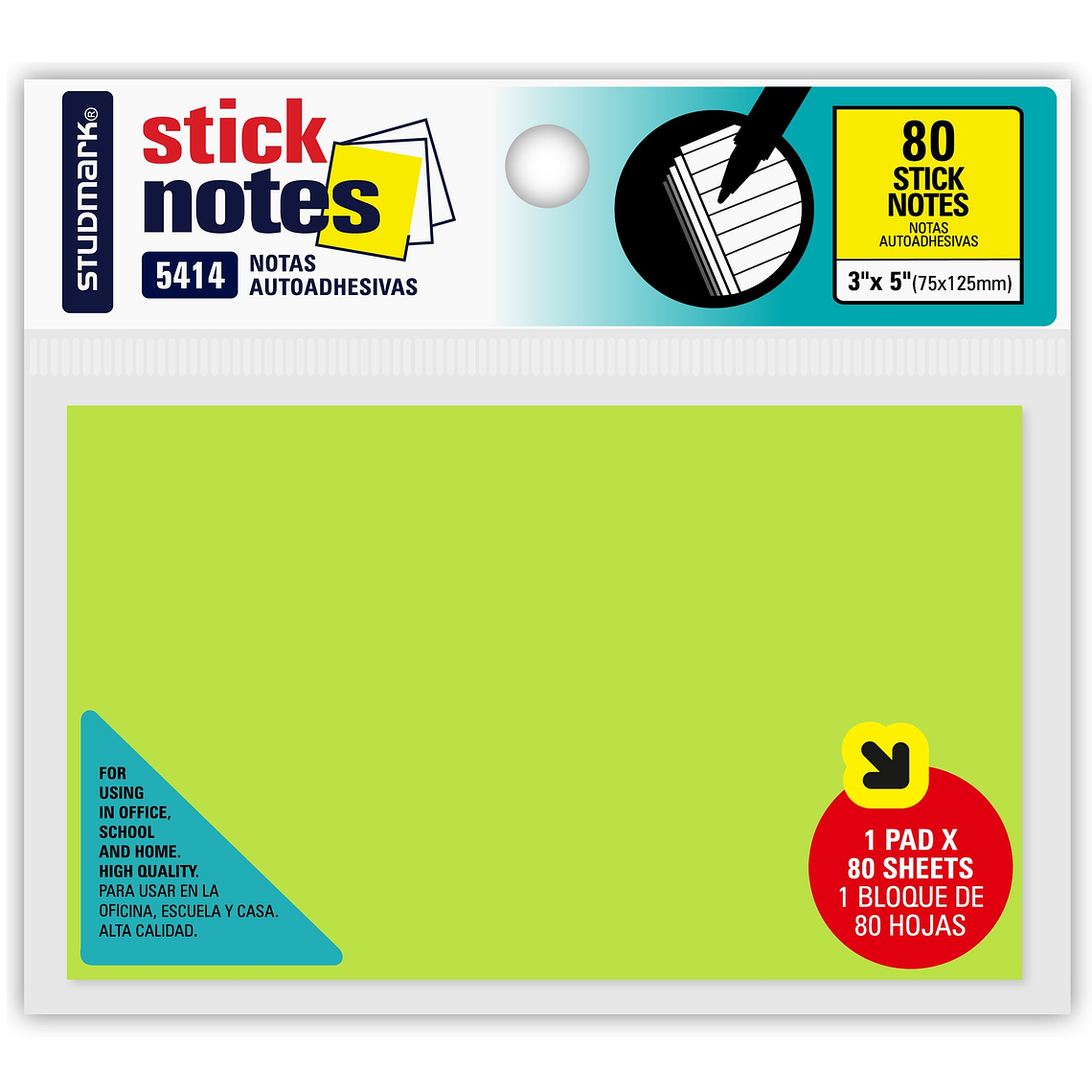 Notas autoadhesivas Neón 75 x 125mm 4