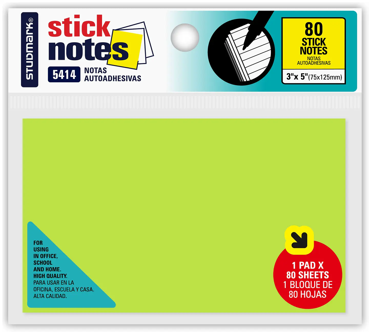 Notas autoadhesivas Neón 75 x 125mm 4