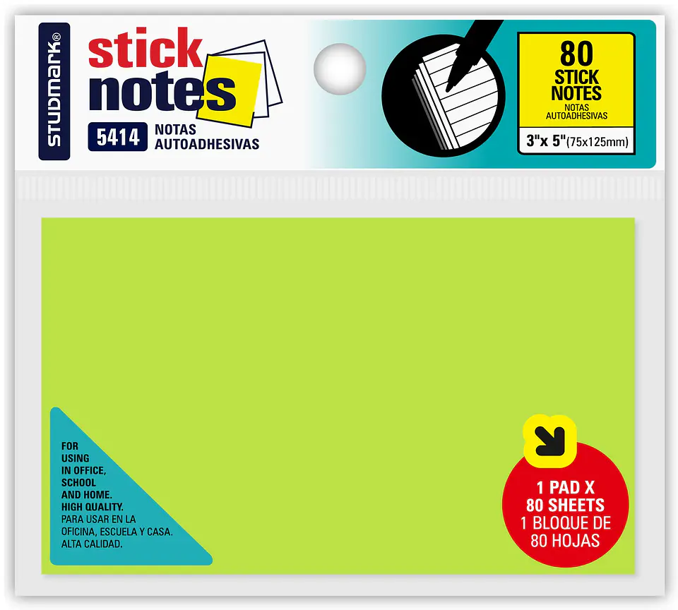 Notas autoadhesivas Neón 75 x 125mm 4