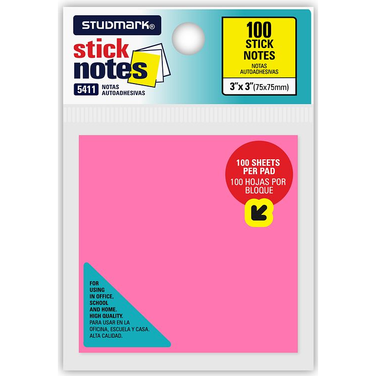Notas autoadhesivas Neón multicolor 75 x 75mm 100 hojas 2