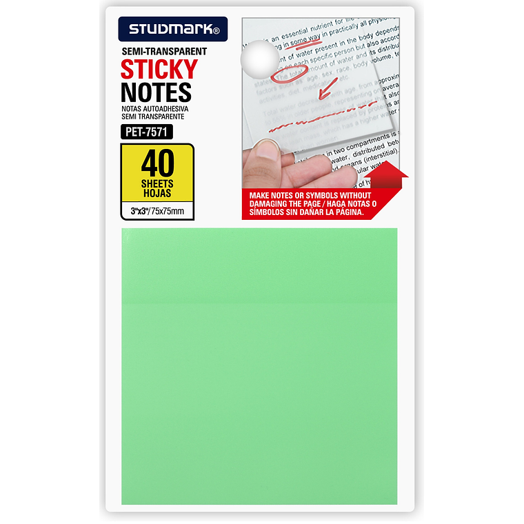 Notas autoadhesivas semi transparentes de colores 75 x 75mm 3