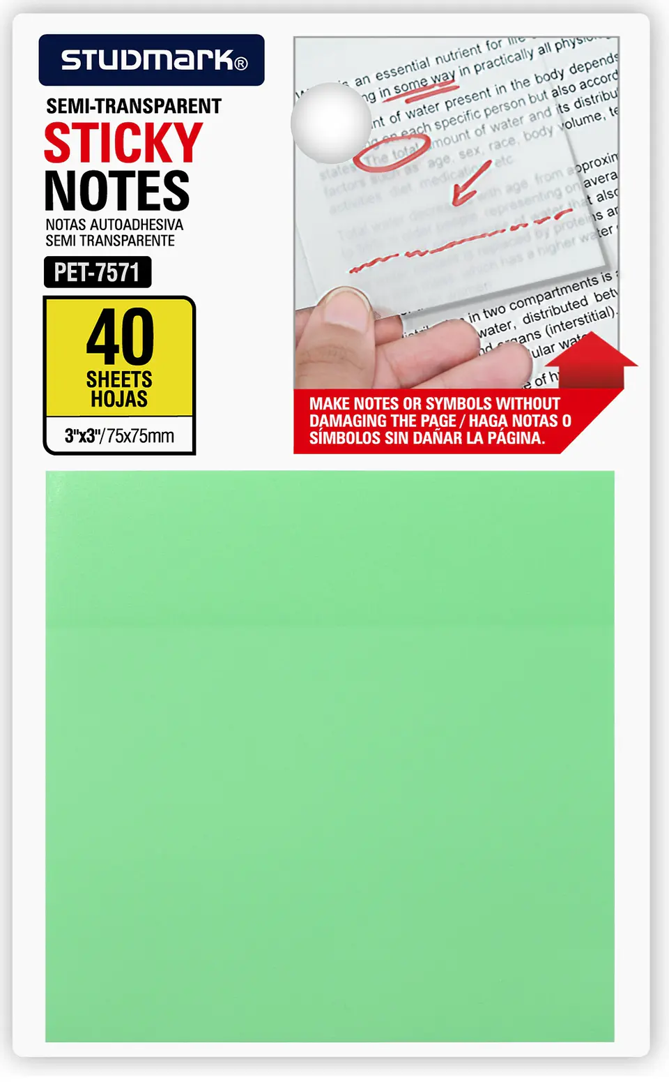 Notas autoadhesivas semi transparentes de colores 75 x 75mm 3