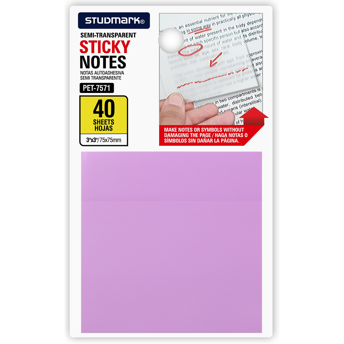 Notas autoadhesivas semi transparentes de colores 75 x 75mm 4